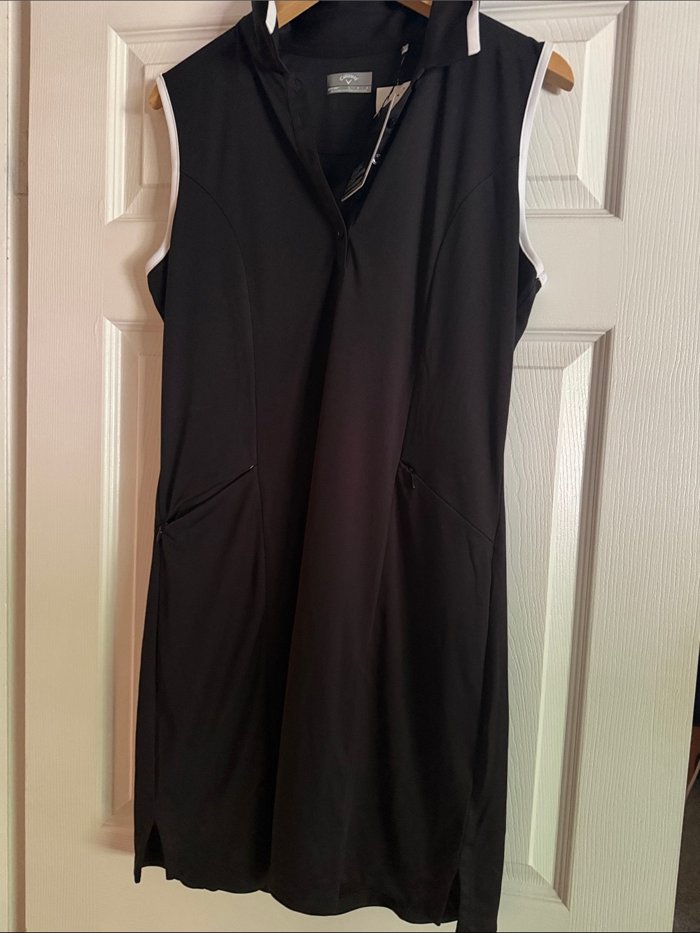 Callaway Black Sleeveless Polo Dress with White Trim
